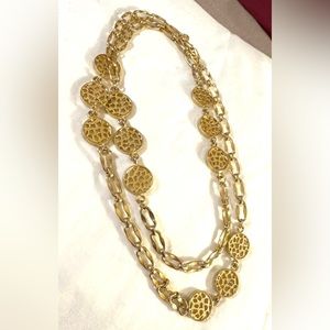 RogetTM Signed 38" Necklace/Double 19" Coin Collage,